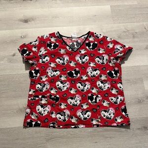 Disney Women’s Red Mickey Mouse‎ Scrub Shirt